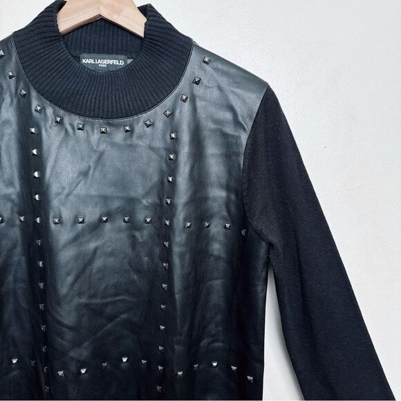 Karl Lagerfeld Womens Size Xsmall Spandex Mock Neck Studded Sweater - Picture 6 of 14